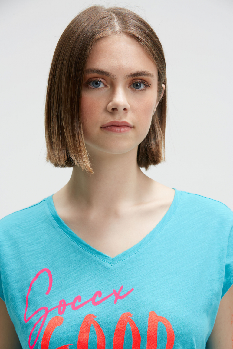 Ärmelloses Shirt mit V-Ausschnitt und Prints