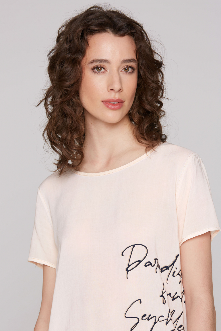 Blusenshirt mit Print und Elastiksaum