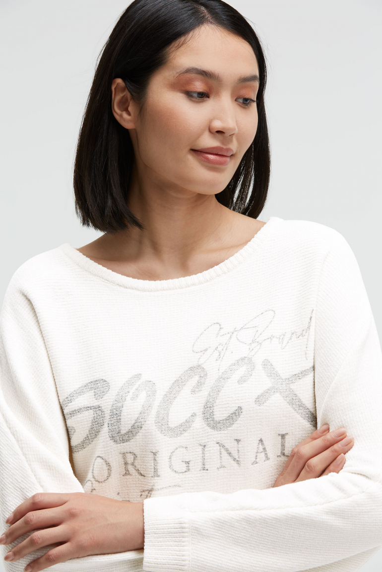 Chenille-Pullover mit Glitter Print