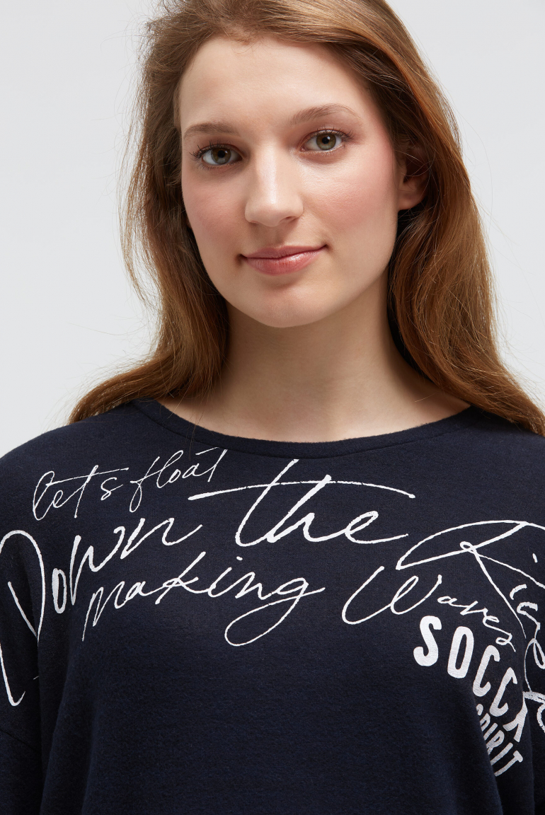 Flauschpullover mit Wording Print