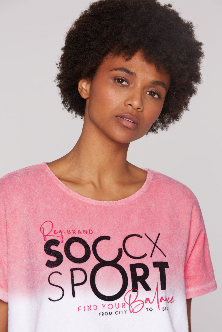 Frottee-Shirt mit Dip-Dye-Spray-Effekt