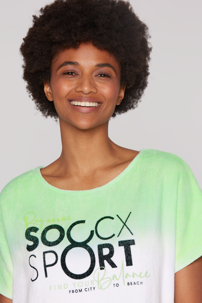 Frottee-Shirt mit Dip-Dye-Spray-Effekt
