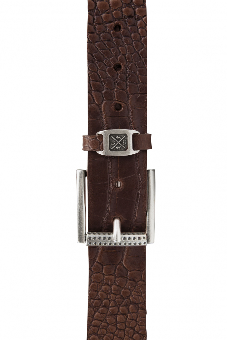 Gürtel aus geprägtem Leder mit Metall-Logo