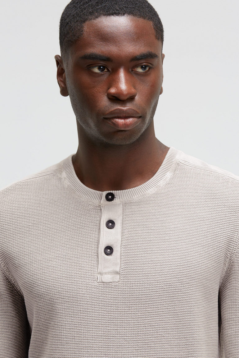 Henley-Pullover Stone Washed