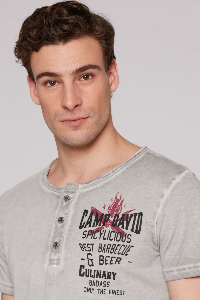 Henley-Shirt Oil Dyed mit BBQ Prints