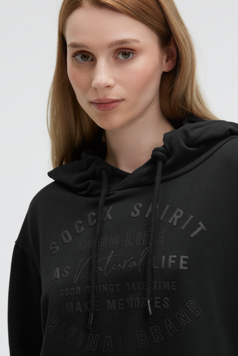 Hoodie mit tonigem Print und Zippern