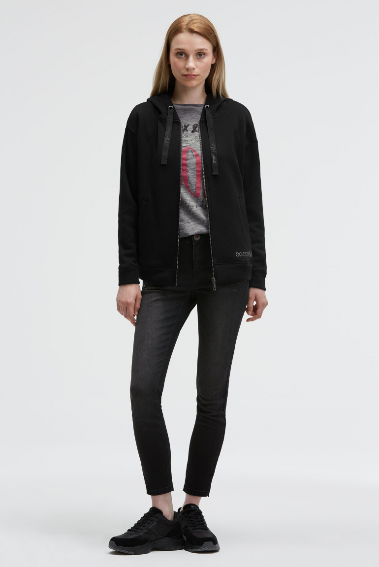 Kapuzensweatjacke mit Glossy-Rücken-Artwork