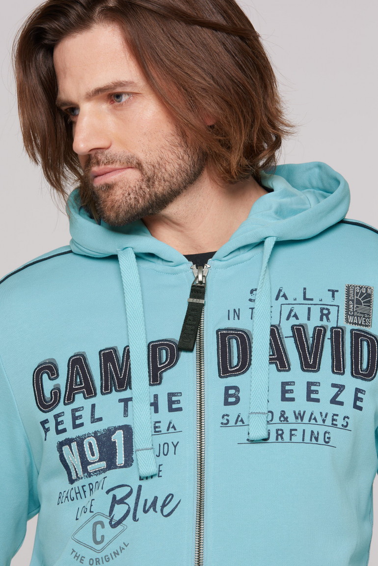 Kapuzensweatjacke mit Logo-Applikationen