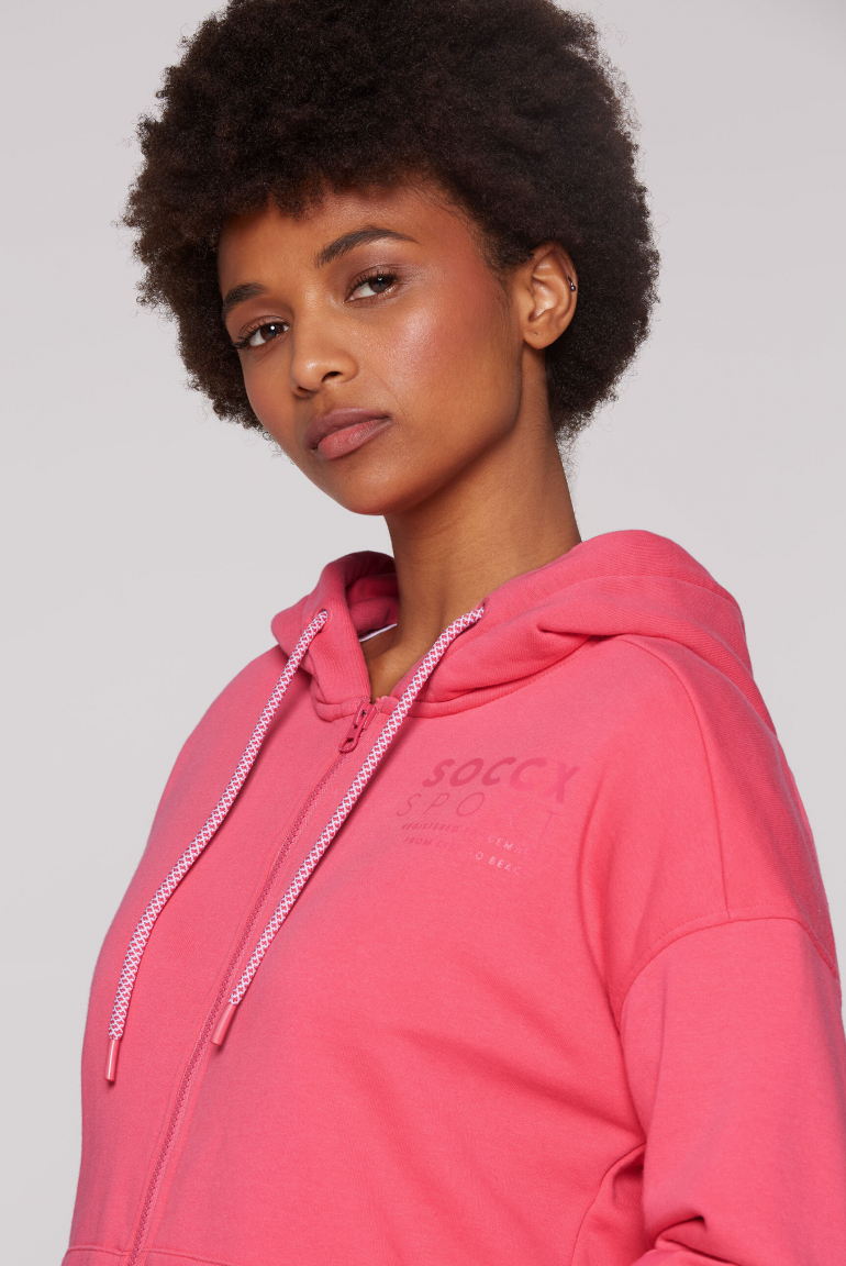Kapuzensweatjacke mit Rücken-Print