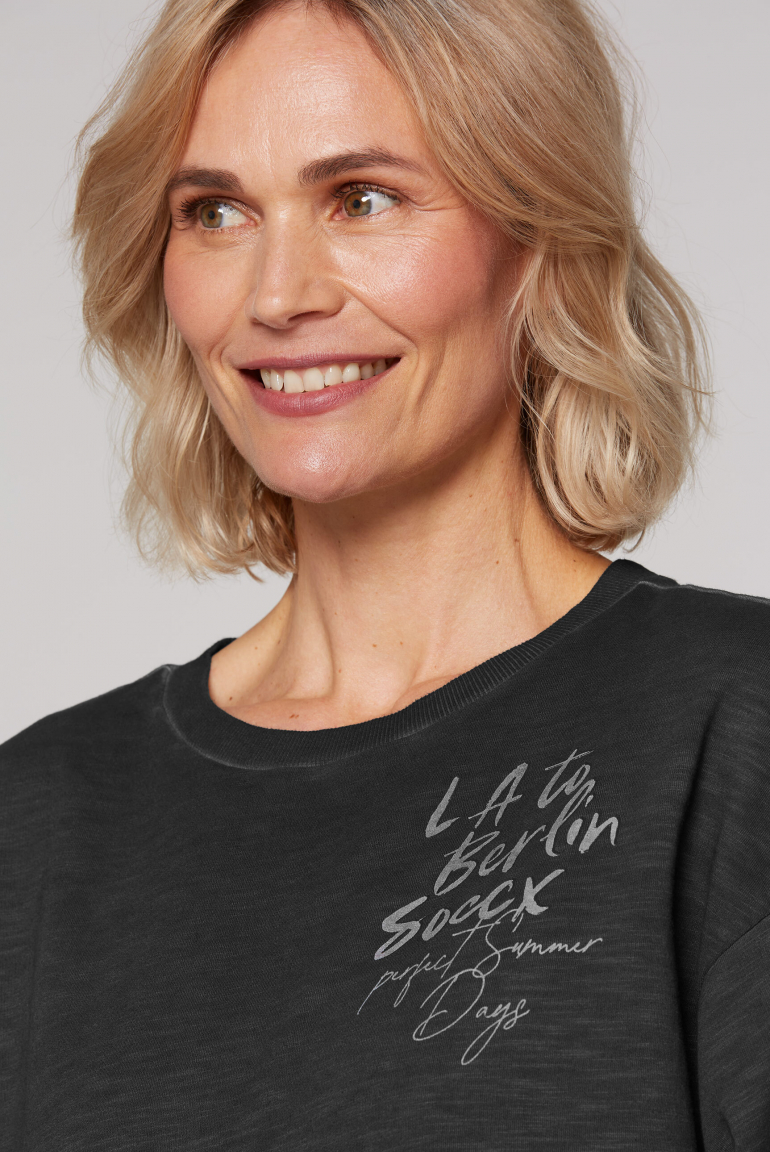 Kurzarm-Sweatshirt mit Label Print