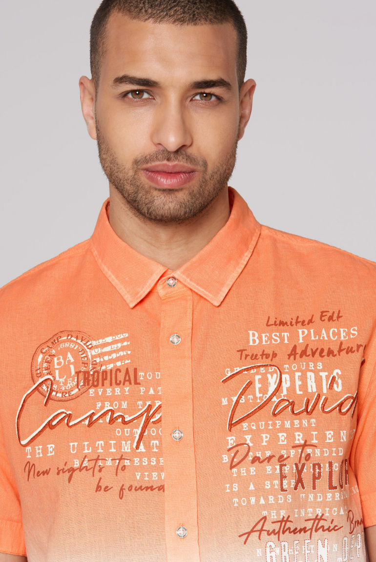 Kurzarmhemd Dip Dye mit Prints und Stickereien