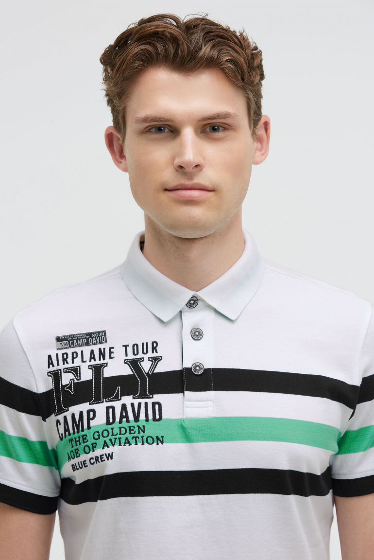 Kurzarmpolo mit Streifen-Design und Artworks
