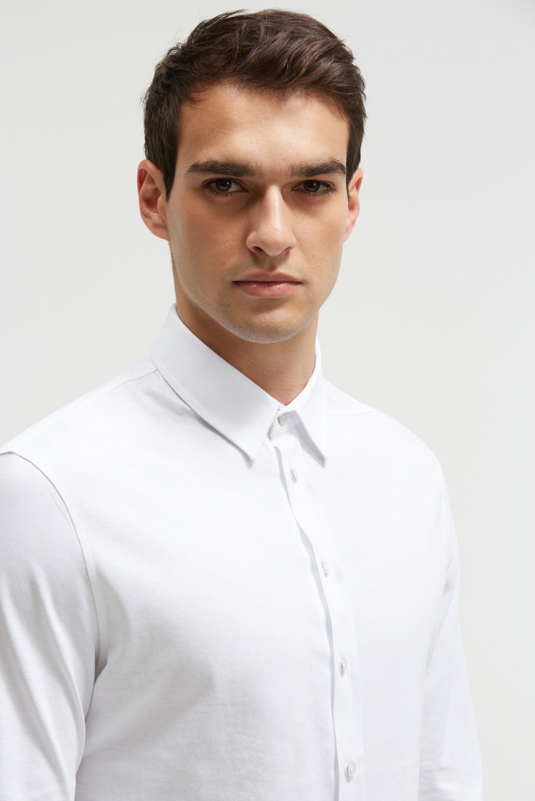 Langarmhemd aus Baumwoll-Jersey Slim Fit