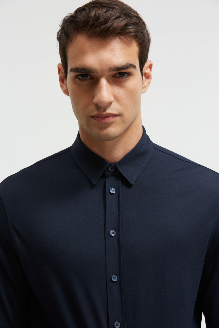 Langarmhemd aus Baumwoll-Jersey Slim Fit