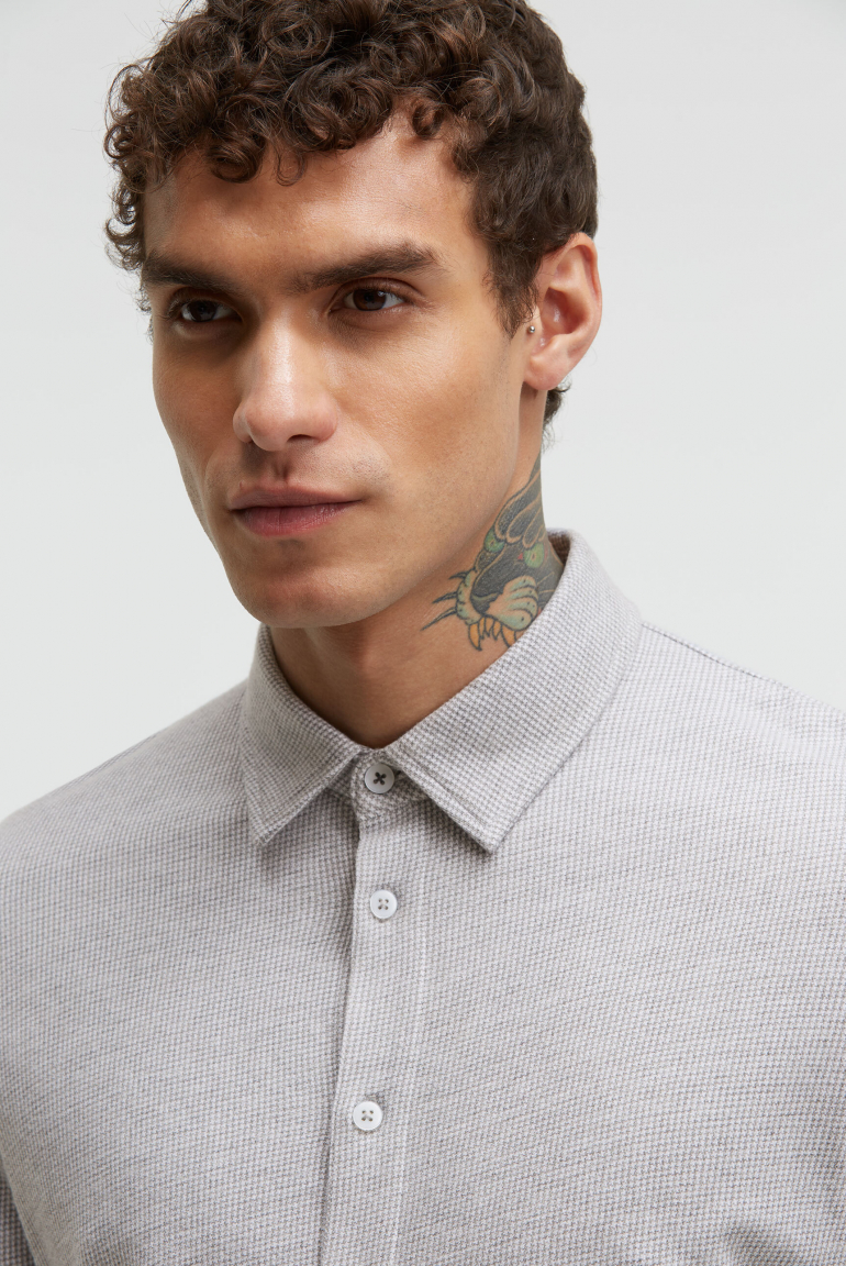 Langarmhemd mit Mini Pepitamuster