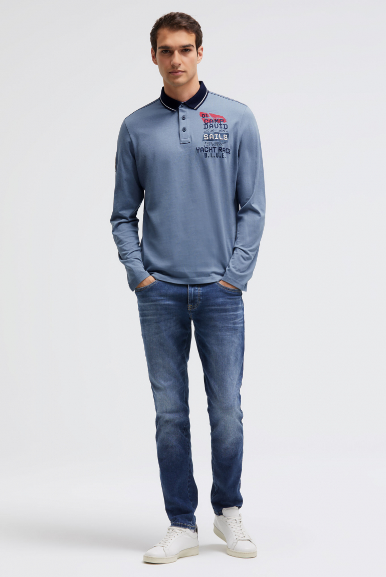 Langarmpolo mit Rücken-Artwork