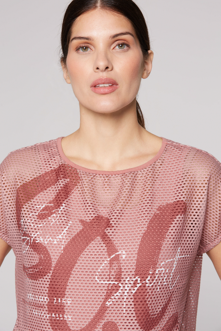 Layer-Mesh-Shirt mit Print und Top, 2-teilig