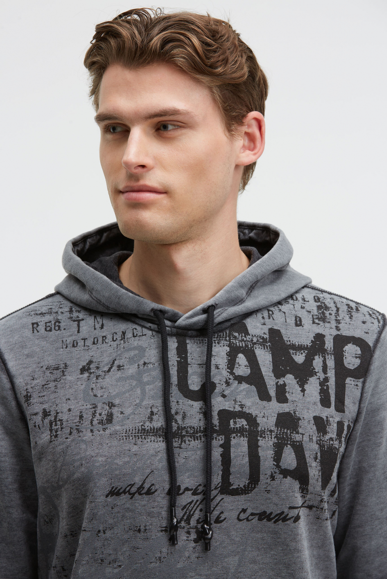 Leichter Hoodie mit Ausbrenner-Effekten und Artwork