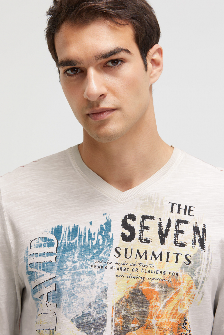 Longsleeve mit V-Neck und Photoprint