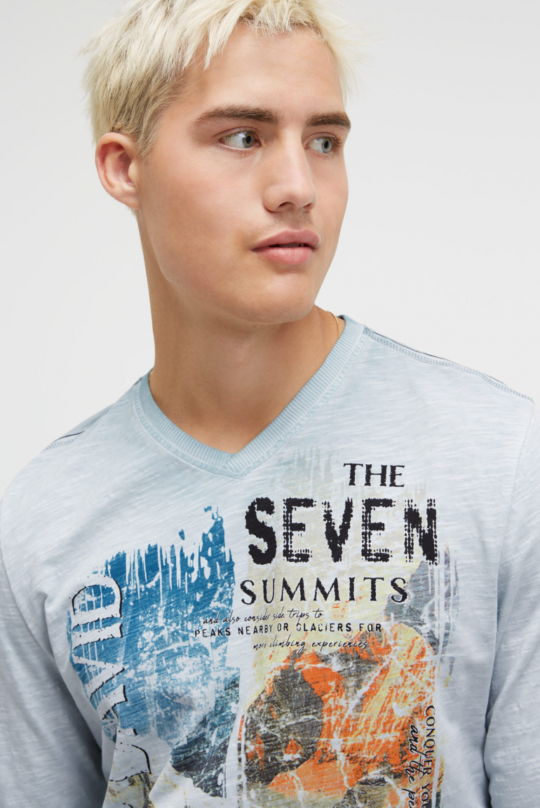Longsleeve mit V-Neck und Photoprint