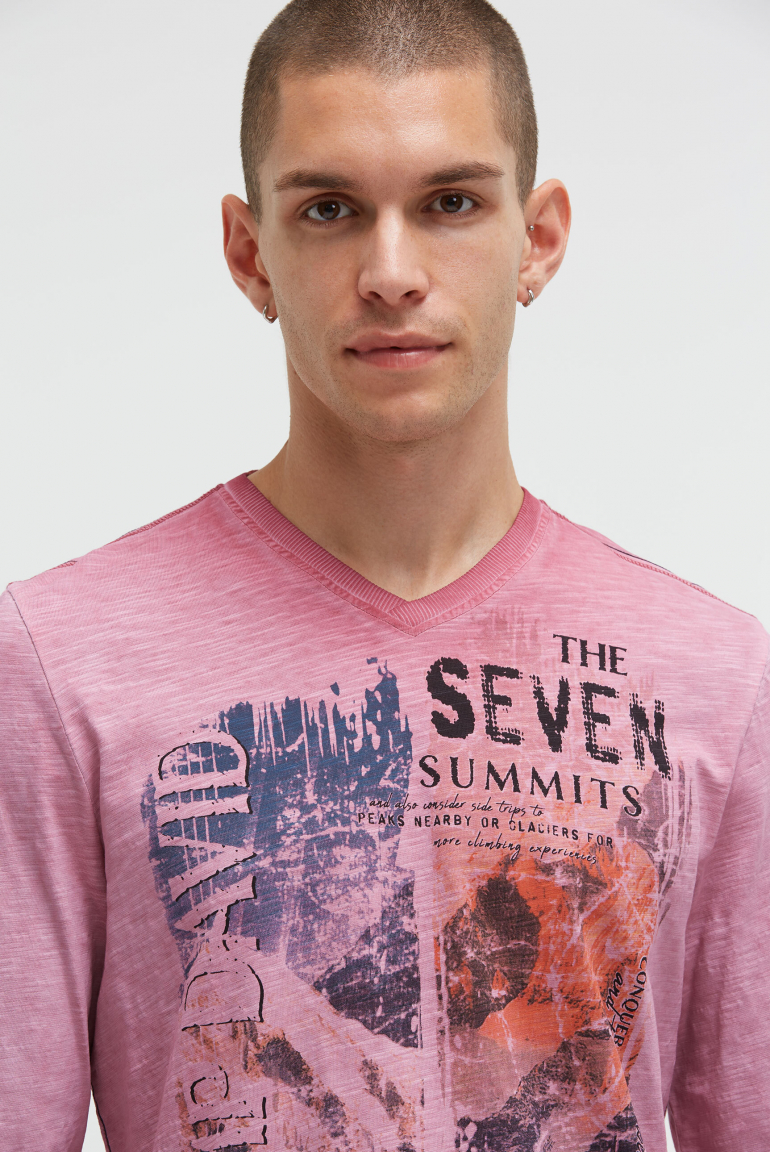 Longsleeve mit V-Neck und Photoprint