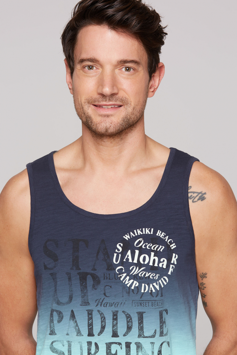 Muskelshirt mit Dip-Dye-Effekt und Prints