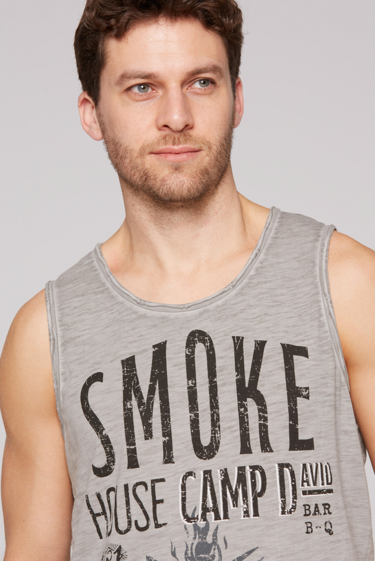 Muskelshirt mit Label Print im Used Look