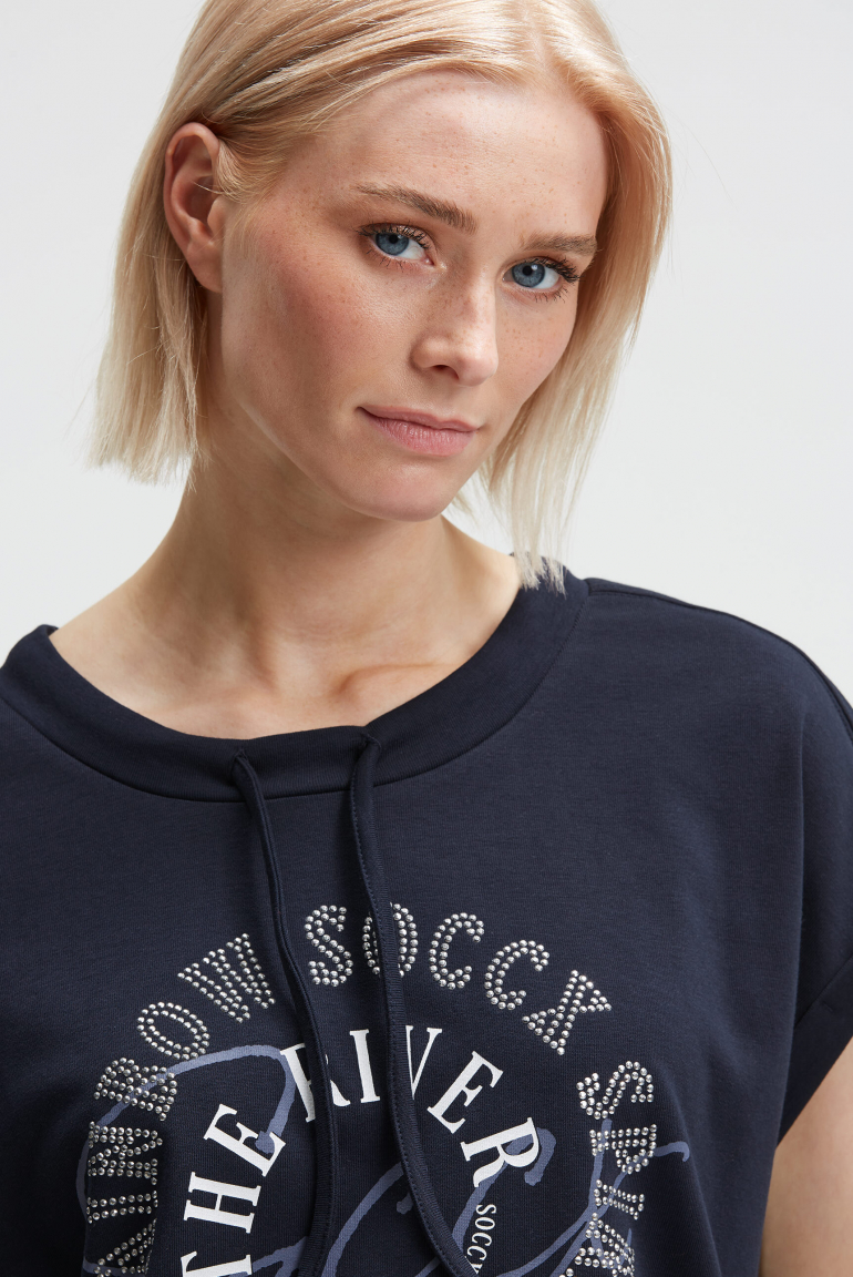 Oversized-Shirt mit Artwork aus Schmucksteinen