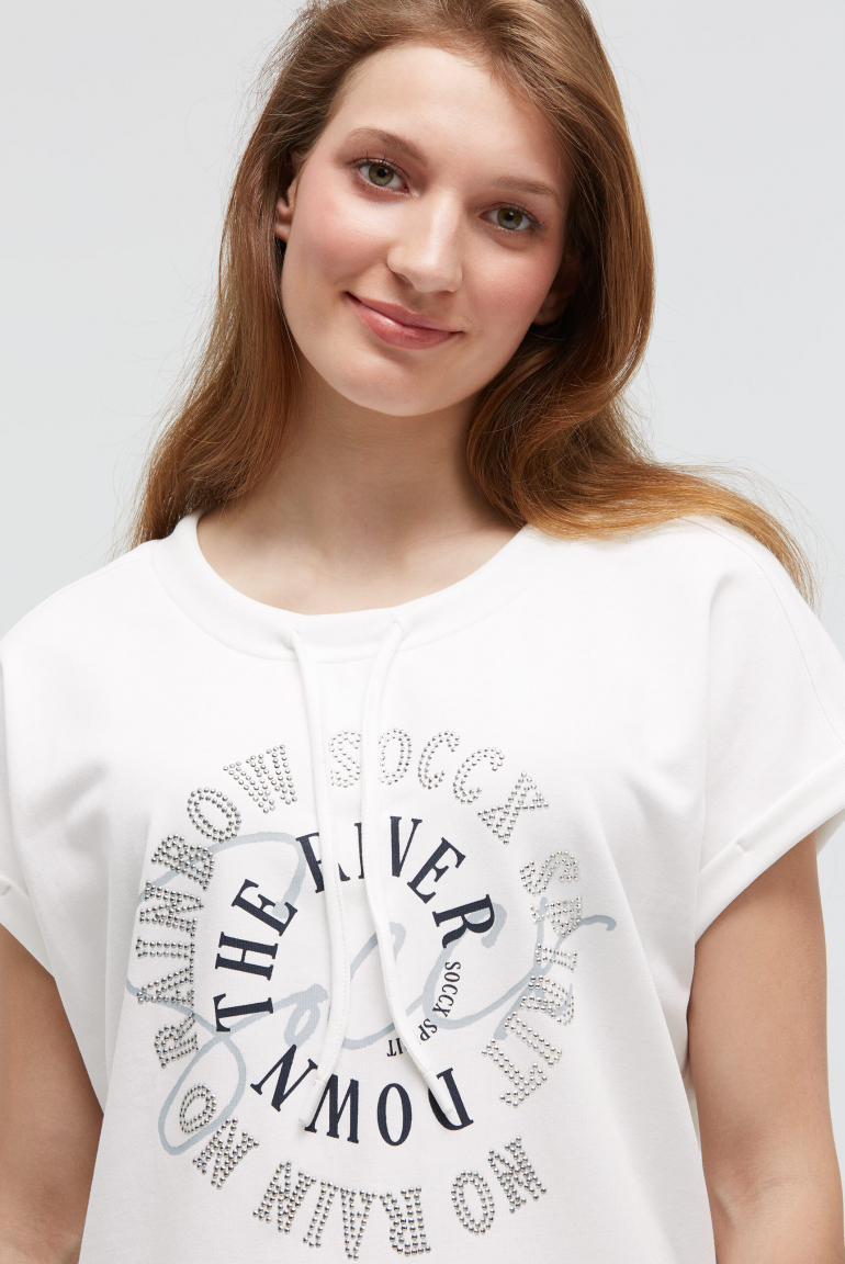 Oversized-Shirt mit Artwork aus Schmucksteinen