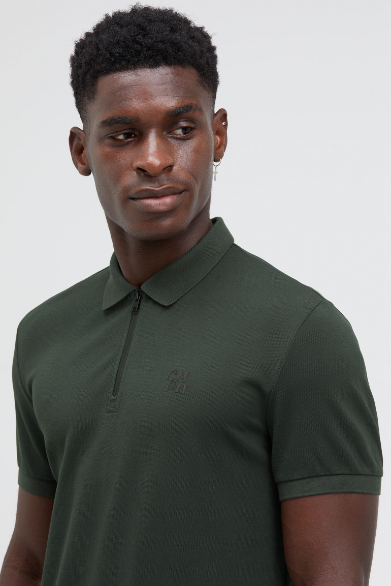 Pikee-Polo mit Zipper und Logo