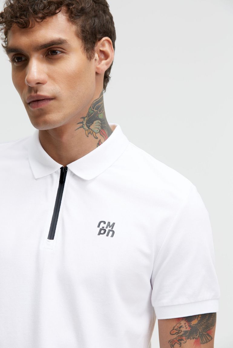 Pikee-Polo mit Zipper und Logo