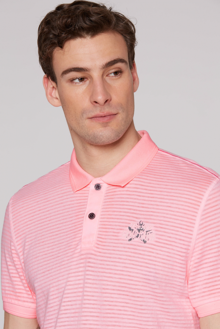 Polo mit Strukturstreifen und Backprint