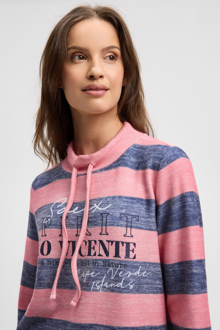 Pullover aus Flauschstrick mit Blockstreifen