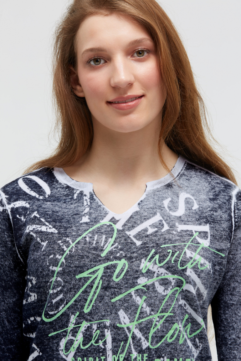Pullover mit Inside Print und Acid-Effekten