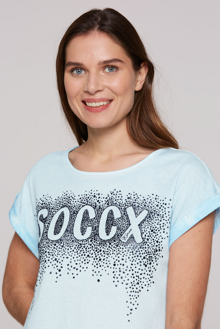 Rundhalsshirt Oil Dyed mit Puffprint-Artwork