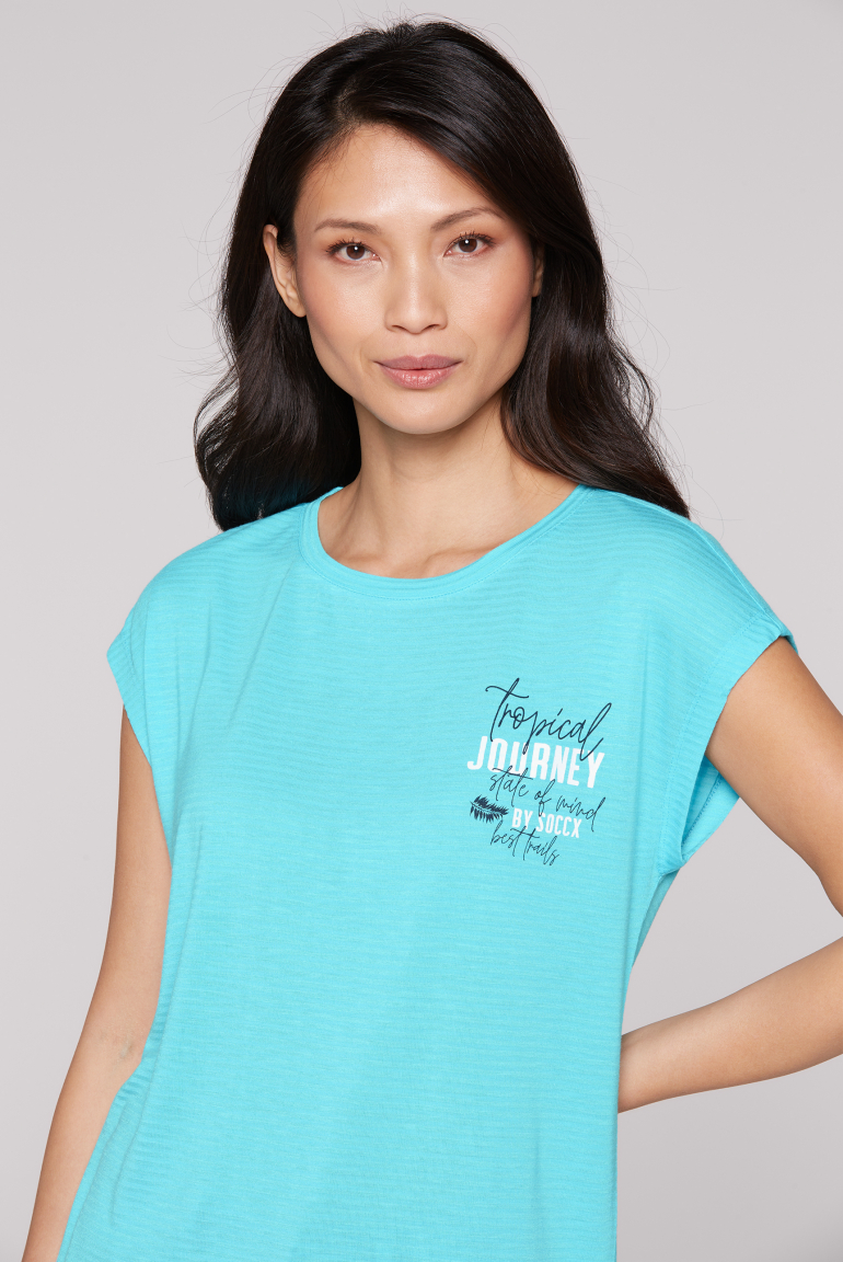 Shirt mit Jaquard-Streifen und Rücken-Print