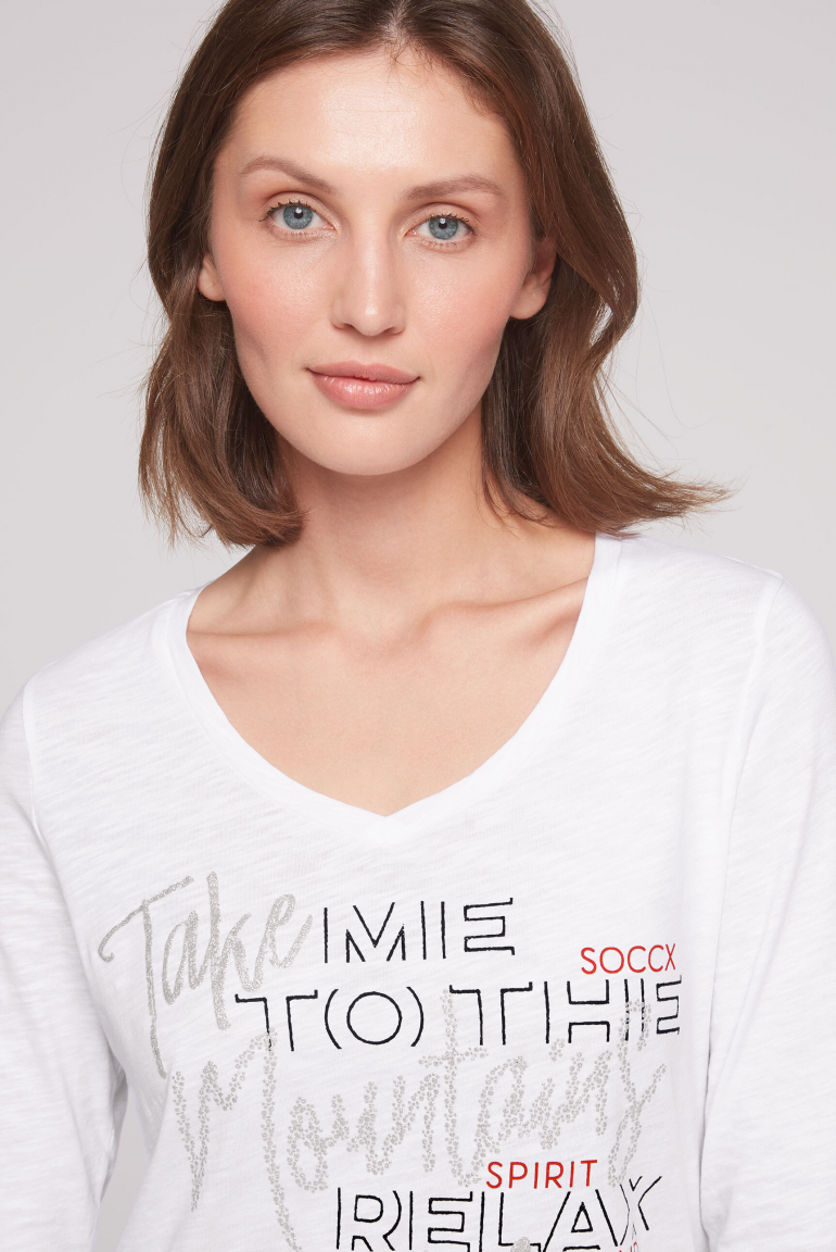 Shirt mit V-Ausschnitt und Tunnelzugband im Saum