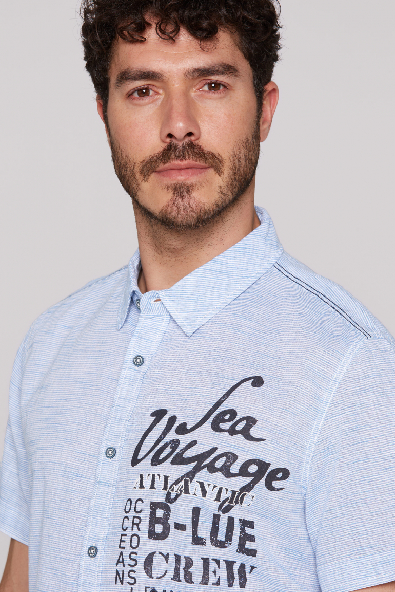 Streifenhemd Kurzarm mit Label Prints