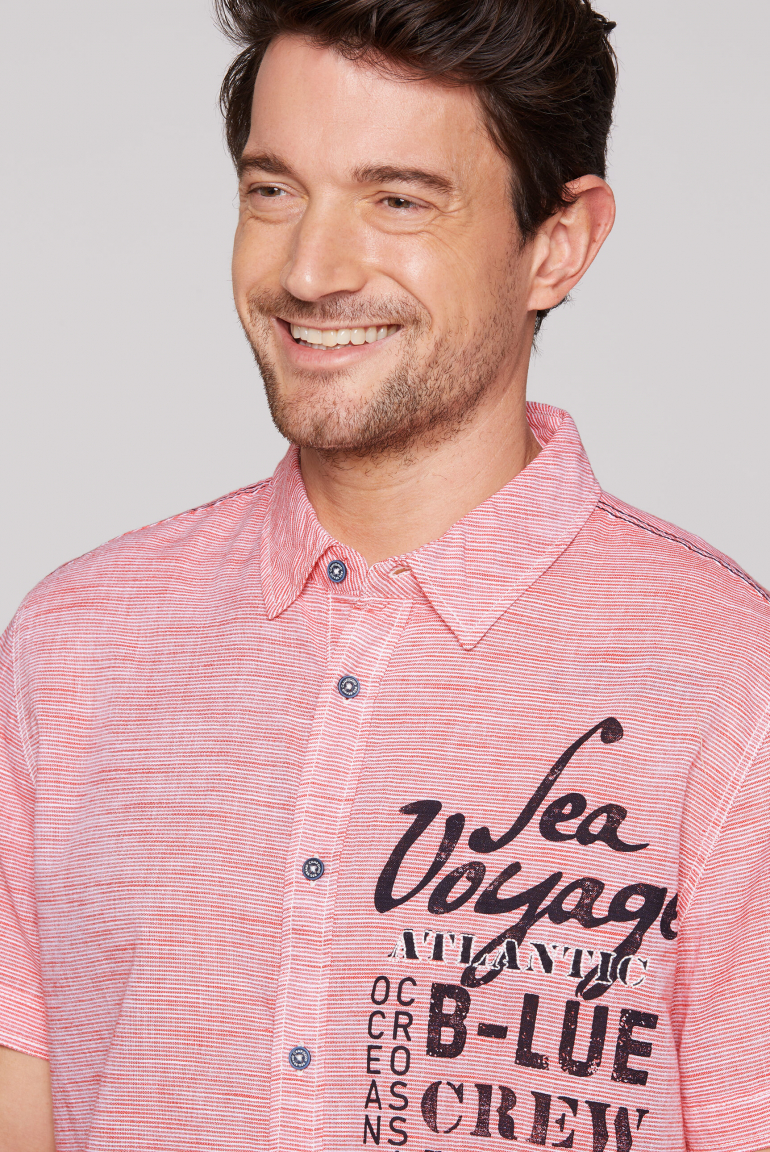 Streifenhemd Kurzarm mit Label Prints
