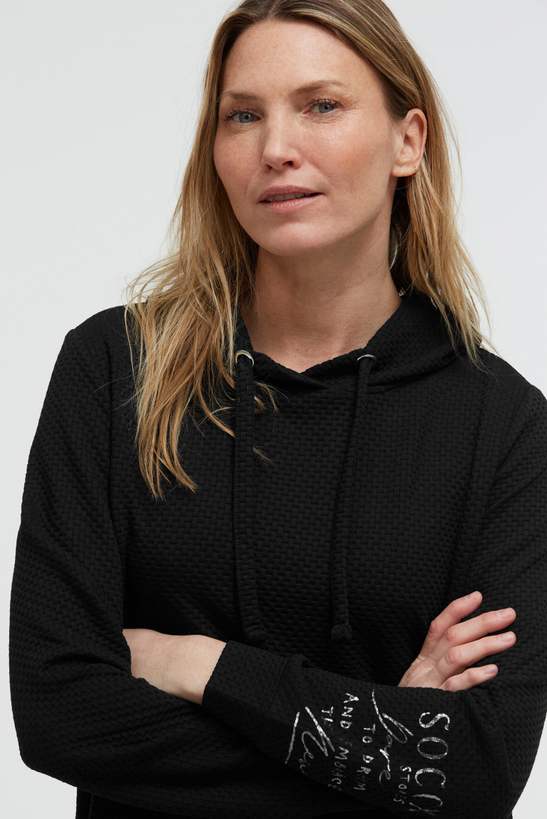 Strukturierter Hoodie mit Seitenschlitzen