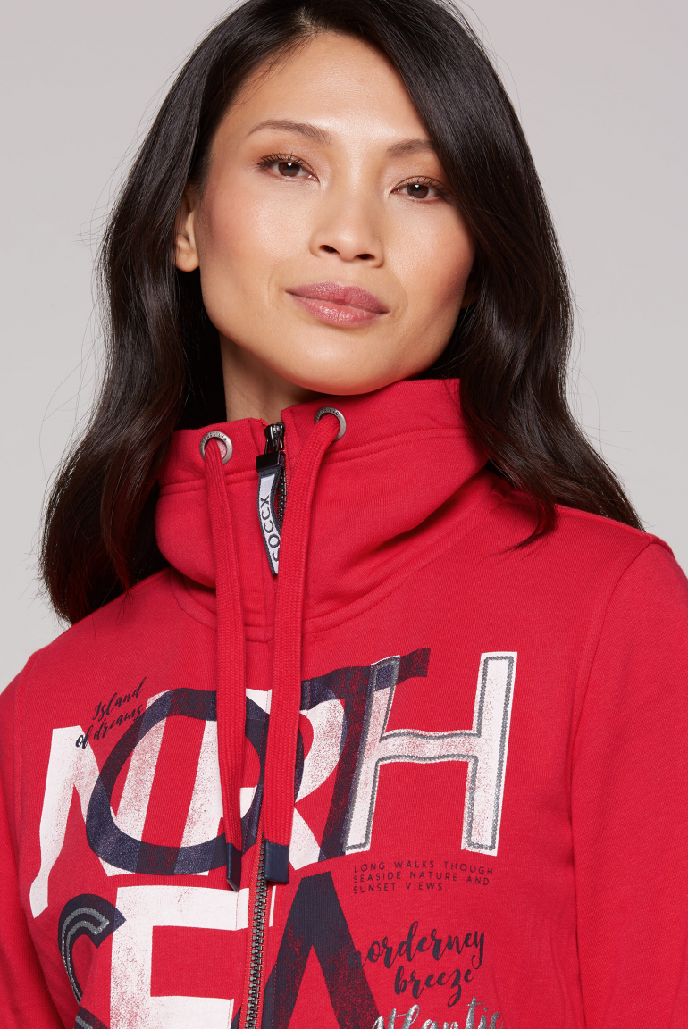 Sweatjacke mit hohem Kragen und Artwork