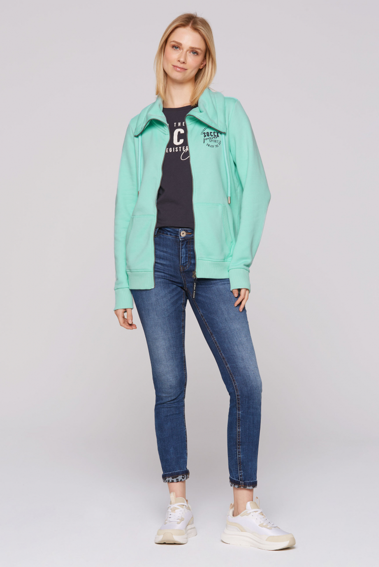 Sweatjacke mit hohem Kragen und Rücken-Artwork