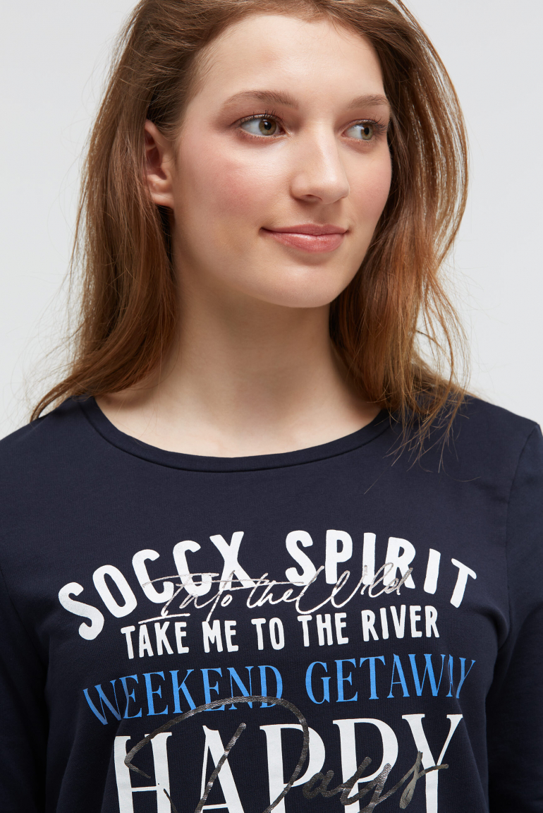 Sweatshirt mit Artwork und Kordelzug im Saum
