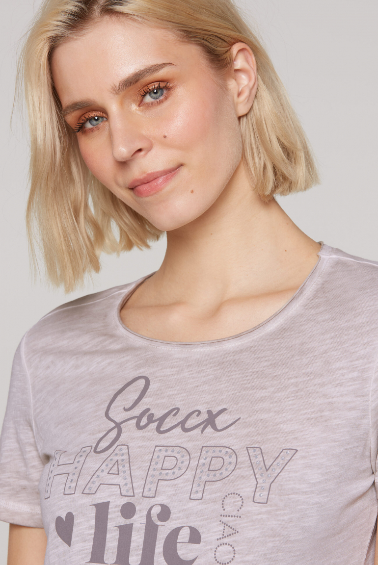 T-Shirt mit Glitter Wording Print
