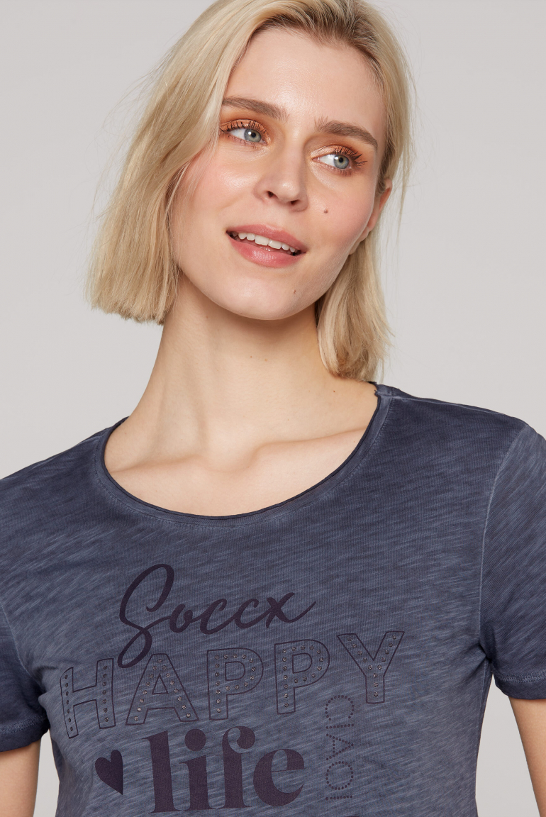 T-Shirt mit Glitter Wording Print