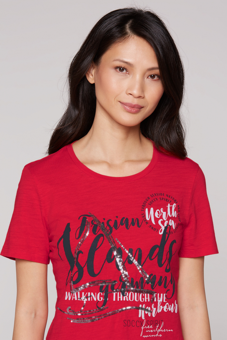 T-Shirt mit Pailletten-Artwork