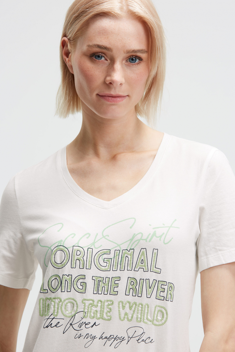 T-Shirt mit Print und Pailletten-Details