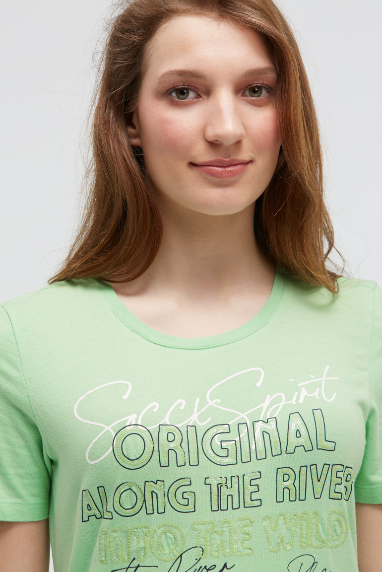 T-Shirt mit Print und Pailletten-Details