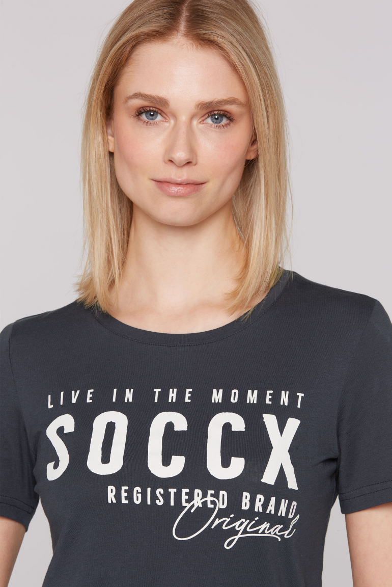 T-Shirt mit Rundhalsausschnitt und Logo Print