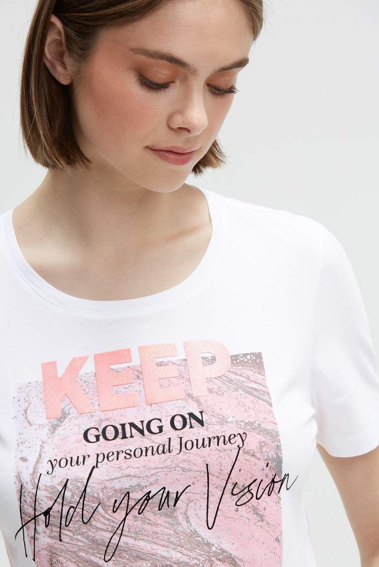 T-Shirt Rundhals mit Glitter Print